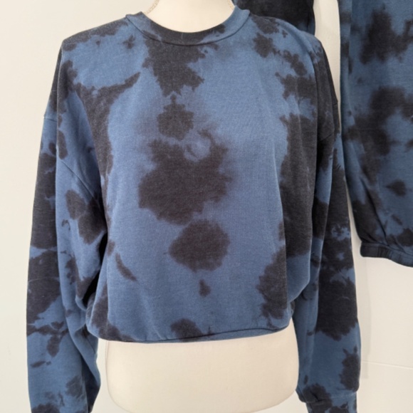 Aviator Nation Dark Blue Tie Dye Pullover Sweatshirt & Jogger Set Activewear - Picture 2 of 10